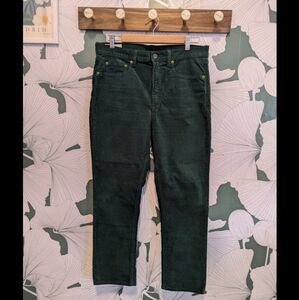 Gap Cigarette High Rise Green Corduroy Pants 31/12 short